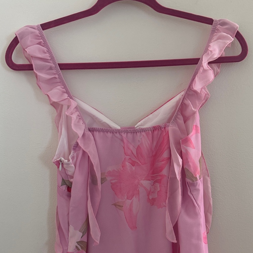 Pink Floral Ruffle Strap Top - Picture 9 of 16